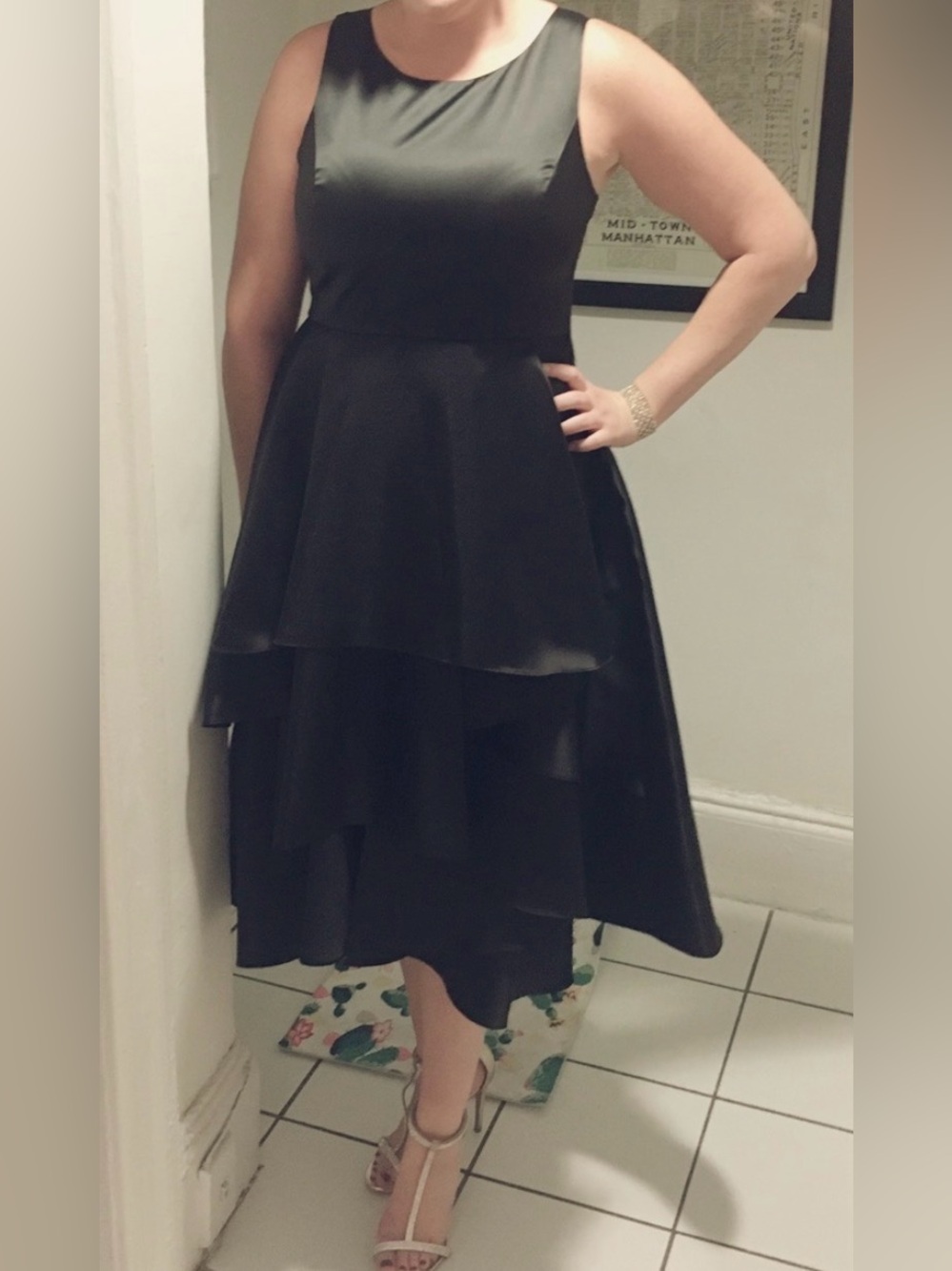 Elegant Black Tiered Midi Dress